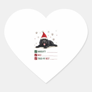 Schattige Newfoundland-hond Kerst Naughty Nice Gep Hart Sticker