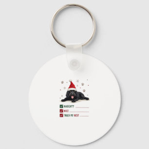 Schattige Newfoundland-hond Kerst Naughty Nice Gep Sleutelhanger