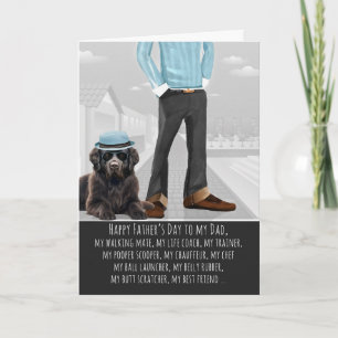 Schattige Newfoundlander hond en papa grappige Vad Feestdagen Kaart