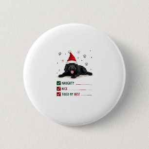 Schattige Newfoundlander Kerstmis Stout Niet Stout Ronde Button 5,7 Cm