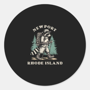 Schattige Newport Rhode Island Wandelpad Avontuur Ronde Sticker