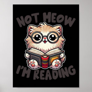 Schattige niet miauw ik lees grappig lezen bibliot poster