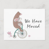 Schattige nieuw adres Bicycling Beer & Bunny Aankondigingskaart (Voorkant)