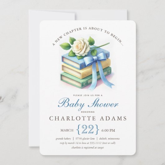 Schattige nieuw Chapter Baby shower Invitation Kaart (Voorkant)