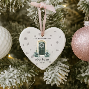 Schattige nieuw huis eerste kerst Elegent Snow Ornament