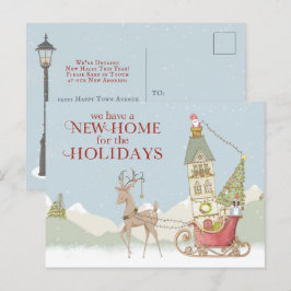 Schattige Nieuw Thuisadres Vakantie Kerstmis Aankondigingskaart