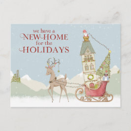 Schattige Nieuw Thuisadres Vakantie Kerstmis Aankondigingskaart