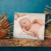 Schattige nieuwe baby fotoscript naam geboortestat fotoplaat (Zijkant)