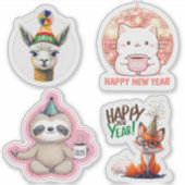 Schattige Nieuwjaar Dierlijke Stickers, 2025 Stick Sticker (Voorkant)