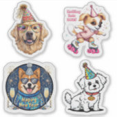 Schattige Nieuwjaar Hond Stickers, Nieuwjaar Stick Sticker (Voorkant)