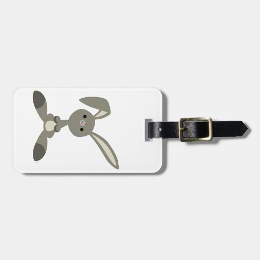 Schattige Nieuwsgierig Cartoon Konijn Bagagelabel (Voorkant horizontaal)