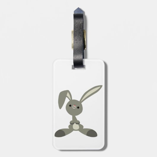Schattige Nieuwsgierig Cartoon Konijn Bagagelabel (Achterkant verticaal)