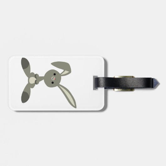 Schattige Nieuwsgierig Cartoon Konijn Bagagelabel (Achterkant horizontaal)