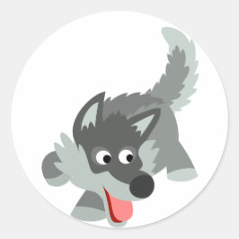 Schattige Nieuwsgierig Cartoon Wolf Sticker