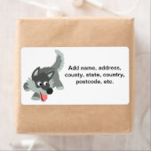 Schattige Nieuwsgierig Cartoon Wolf Verzendlabel (Insitu)