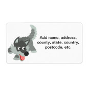 Schattige Nieuwsgierig Cartoon Wolf Verzendlabel (Voorkant)