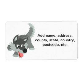 Schattige Nieuwsgierig Cartoon Wolf Verzendlabel