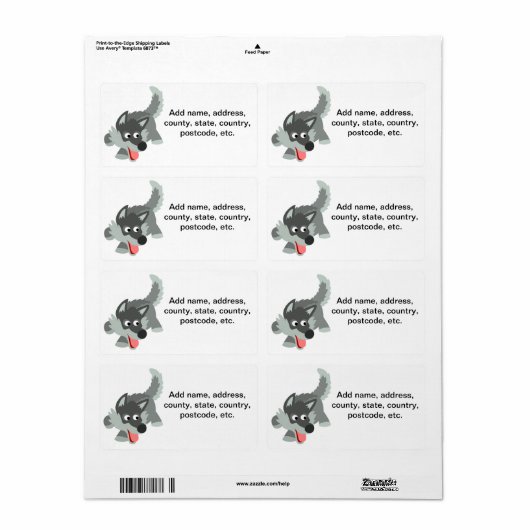 Schattige Nieuwsgierig Cartoon Wolf Verzendlabel (Full Sheet)