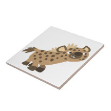 Schattige Nieuwsgierige Cartoon Hyena Tegel