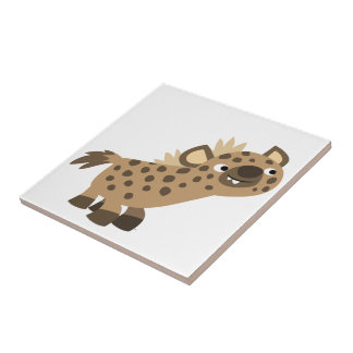 Schattige Nieuwsgierige Cartoon Hyena Tegel Tegeltje