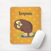 Schattige nieuwsgierige grappige bruine uil cartoo muismat (Met muis)
