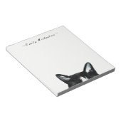 Schattige nieuwsgierige kat en voeg naam toe notitieblok (Schuin)