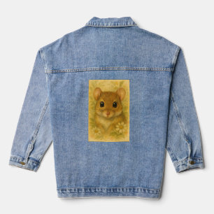Schattige nieuwsgierige kleine muis denim jacket