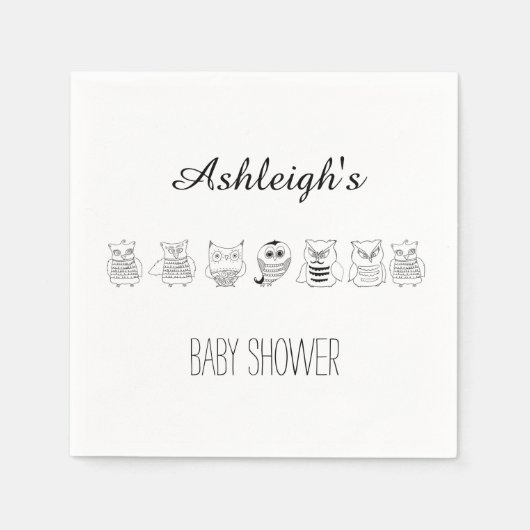 Schattige Night Owls Baby shower Servet (Voorkant)