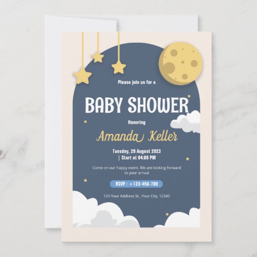 Schattige Night Sky Baby shower Uitnodiging (Voorkant)