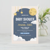 Schattige Night Sky Baby shower Uitnodiging (Staand voorkant)