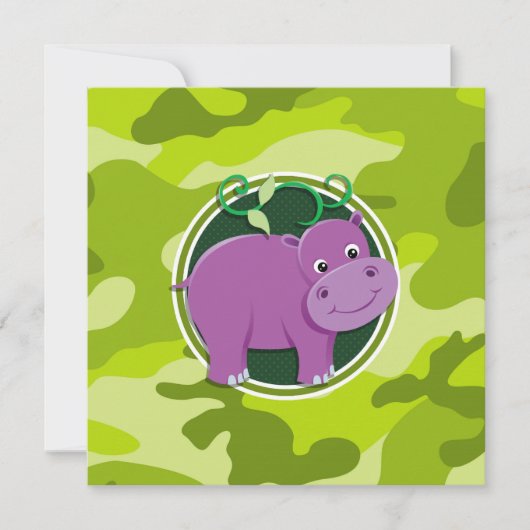 Schattige nijlpaard; felgroene camo, camouflage kaart (Voorkant)