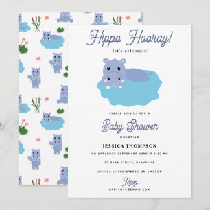 Schattige Nijlpaard Hip Hippo Hoera Babyshower Kaart
