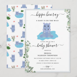 Schattige Nijlpaard Hip Hippo Hoera Babyshower Kaart