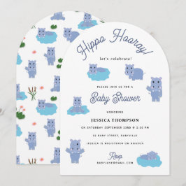 Schattige Nijlpaard Hip Hippo Hoeraa Baby Shower Kaart