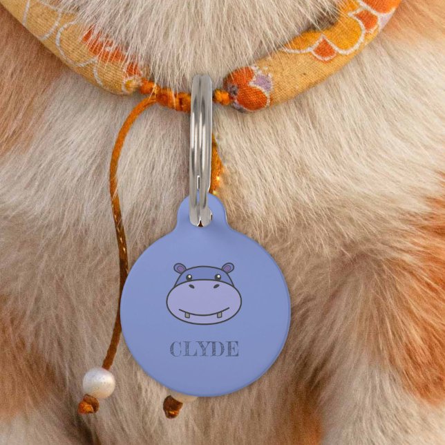 Schattige nijlpaard huisdierpenning (Cute Hippo Face Pet ID Tag)