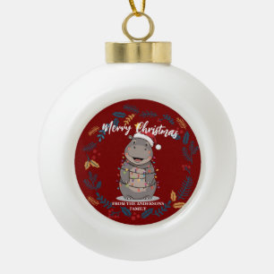 Schattige Nijlpaard kerstboom dierentuin dier Kers Keramische Bal Ornament