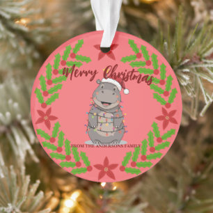 Schattige Nijlpaard kerstboom dierentuin dier Kers Ornament