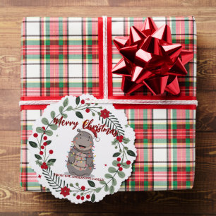 Schattige Nijlpaard kerstboom dierentuin dier Kers Ornament Kaart