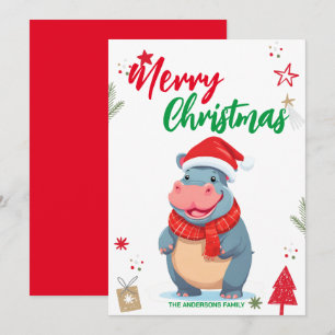 Schattige nijlpaard Kerstboom Vrouwennaam voor de  Feestdagenkaart