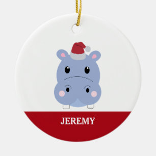 Schattige Nijlpaard Kerstman Kinderen Keramisch Ornament