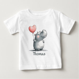 Schattige nijlpaard met hartballonillustratie