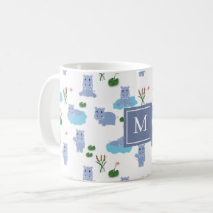 Schattige Nijlpaard Monogram Initiaal Koffiemok