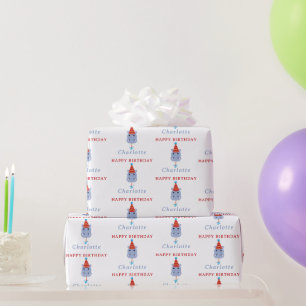 Schattige Nijlpaard Verjaardag met Eigen Naam Cadeaupapier