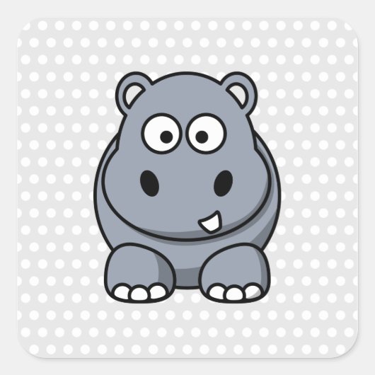Schattige Nijlpaard Vierkante Sticker (Voorkant)