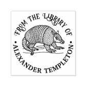 Schattige Nine Bands Armadillo Library Boeknaam Zelfinktende Stempel (Design)