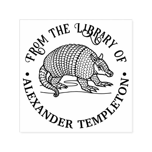 Schattige Nine Bands Armadillo Library Boeknaam Zelfinktende Stempel (Design)