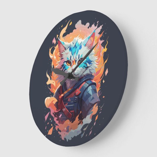 Schattige Ninja Cat Warrior Design Grote Klok (Hoek)