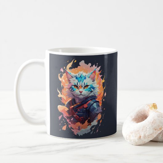 Schattige Ninja Cat Warrior Design Koffiemok (Met donut)