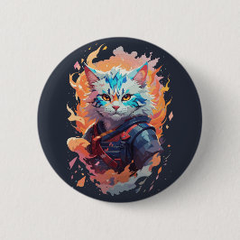 Schattige Ninja Cat Warrior Design Ronde Button 5,7 Cm
