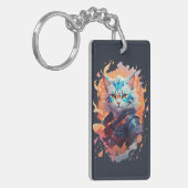 Schattige Ninja Cat Warrior Design Sleutelhanger (Voorkant Links)